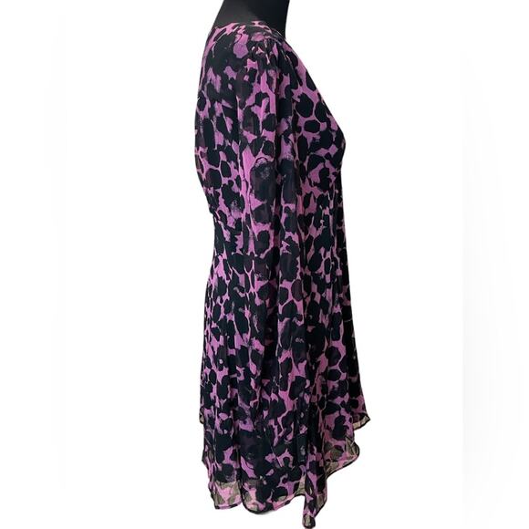 New ~ ASOS ,  TOPSHOP  ~Abstract Print Long Sleeve Dress In Pink 10 - Picture 5 of 8